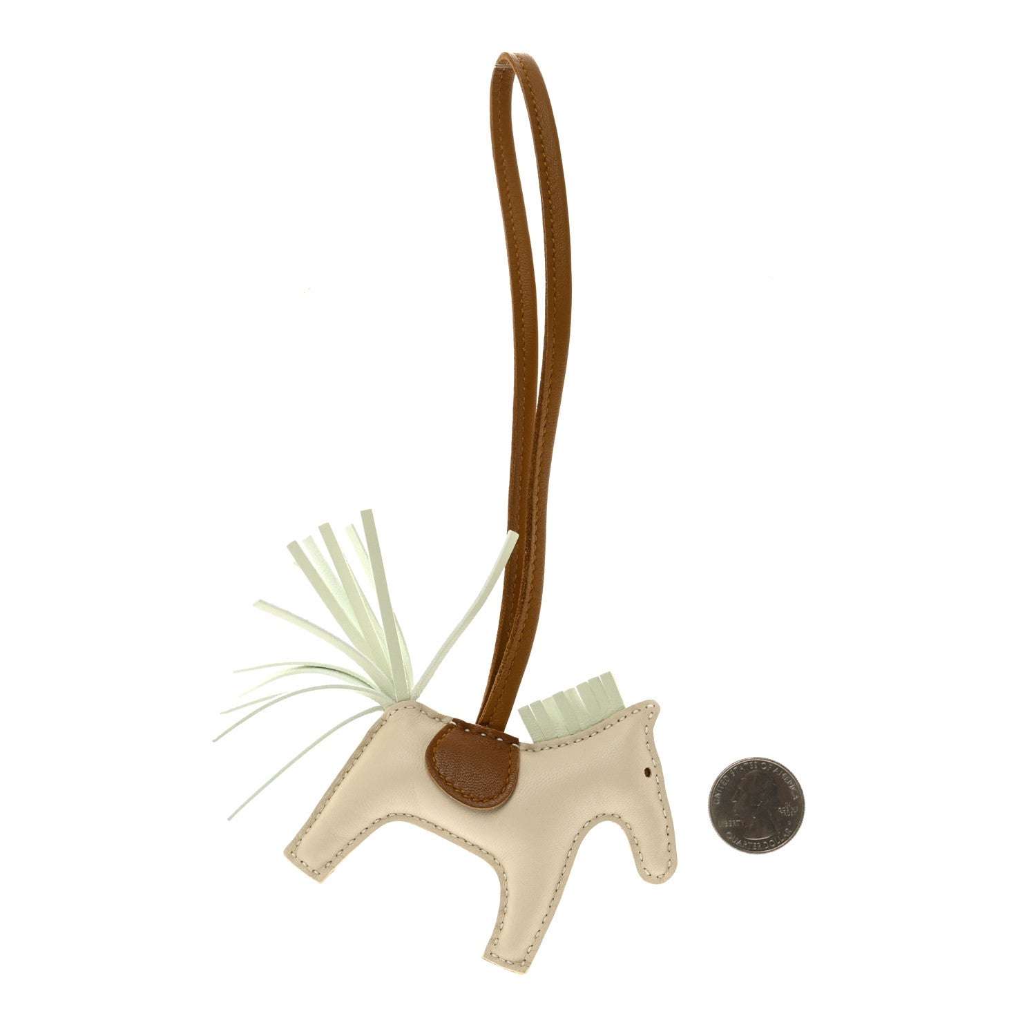 Hermes Milo Lambskin Grigri Rodeo Horse Bag Charm PM Craie Vert Fizz Kraft 2 of 4