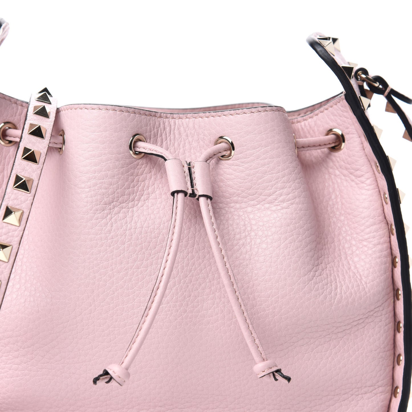 Alce Printed Calfskin Rockstud Bucket Bag Pink