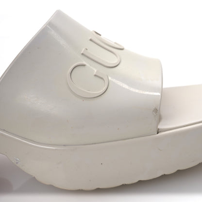 Gucci Rubber Gucci Logo Womens Platform 20/60mm Slide Sandals 38 Mystic White 13 of 14