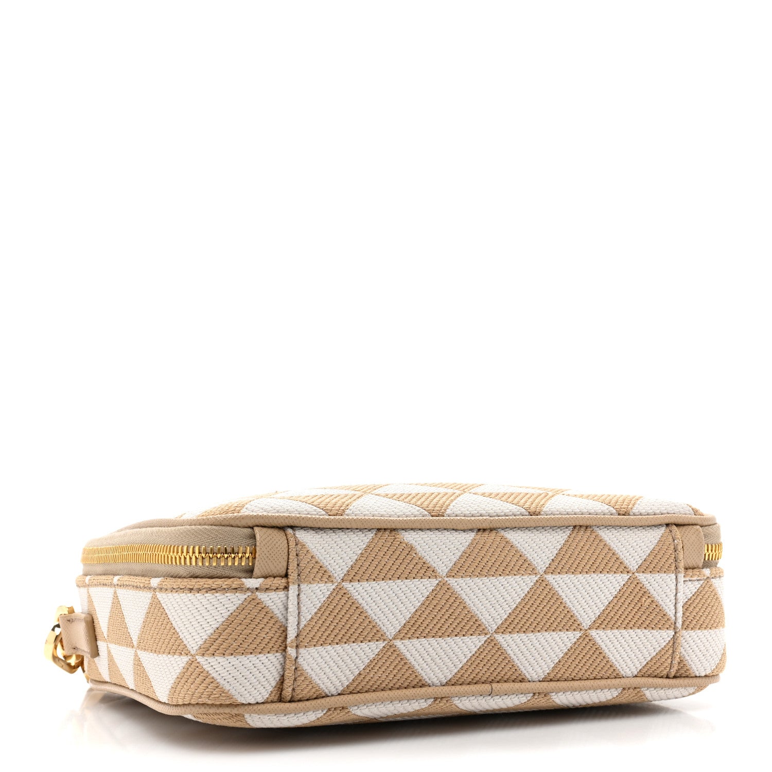 Prada Jacquard Saffiano Triangolo Symbole Embroidered Medium Shoulder Bag Corda Talco 4 of 8