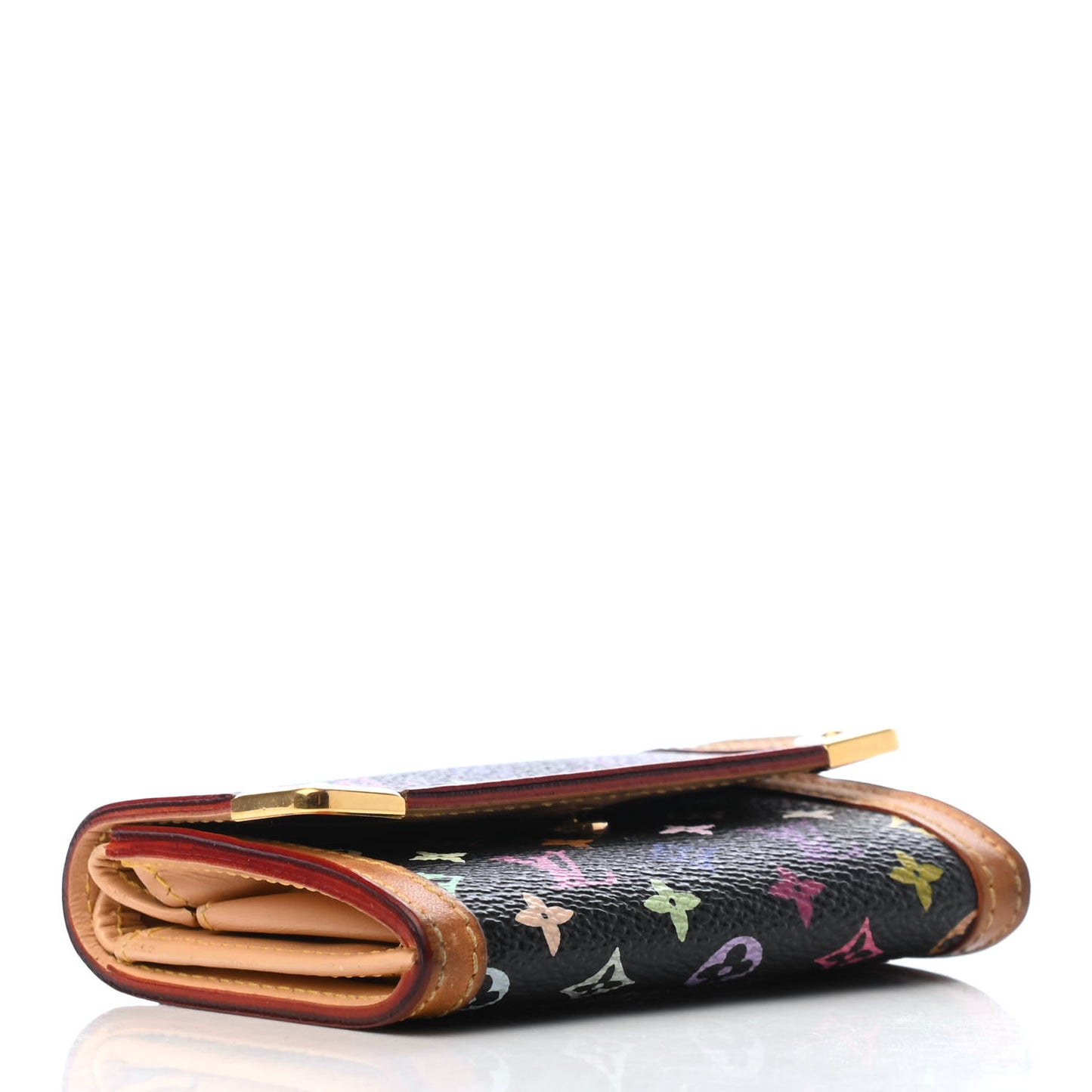 Monogram Multicolor Porte-Monnaie Plat Coin Purse Black