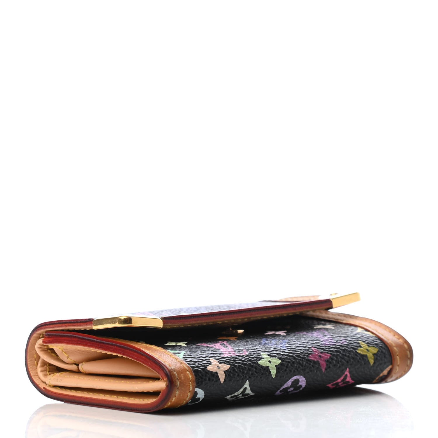 Louis Vuitton Monogram Multicolor Porte-Monnaie Plat Coin Purse Black 4 of 6