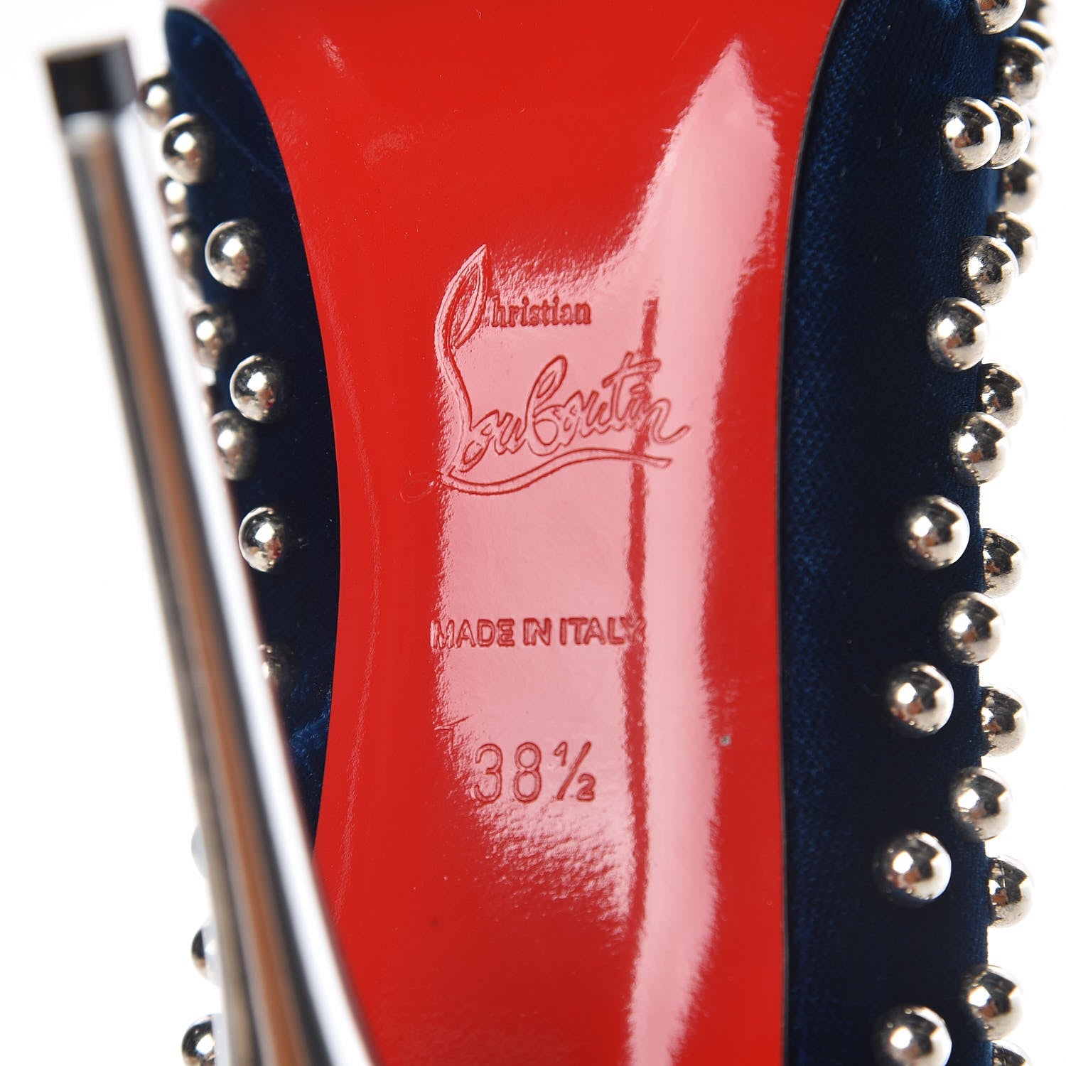 Christian Louboutin Velvet Specchio Billy 120 Spike Pumps 38.5 Silver Eclipse 6 of 12