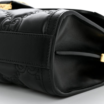 Gucci Calfskin GG Matelasse Small Flap Shoulder Bag Black Natural 10 of 10
