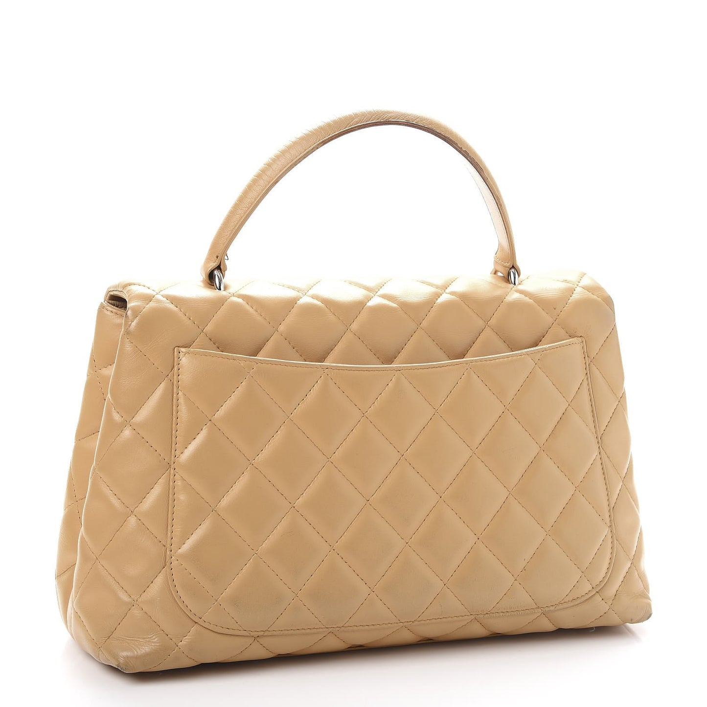 Lambskin Quilted Jumbo Kelly Flap Bag Beige