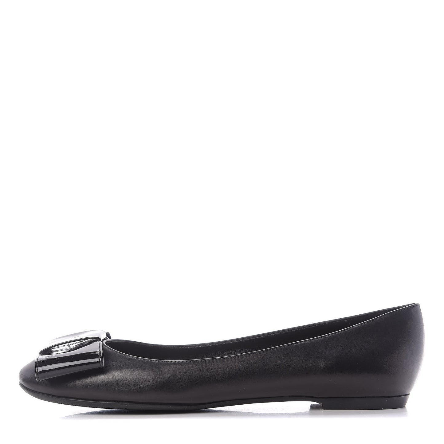 Calfskin Patent Bow Uniformes Ballet Flats 37 Black