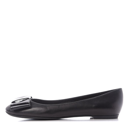 Louis Vuitton Calfskin Patent Bow Uniformes Ballet Flats 37 Black 1 of 14