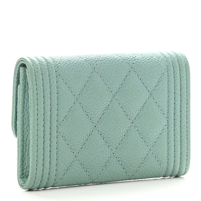 Chanel Caviar Quilted Boy Flap Card Holder Light Blue 3 of 9