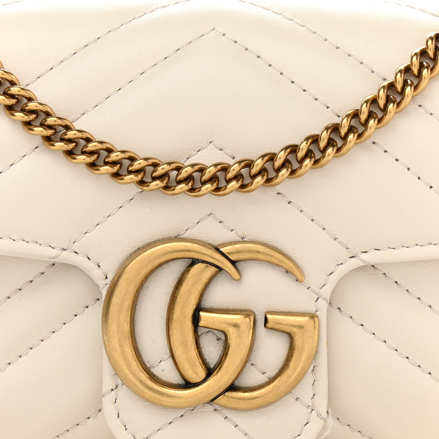 Gucci Calfskin Matelasse Super Mini GG Marmont Shoulder Bag White 8 of 11