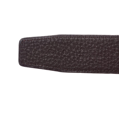 Hermes Box Togo 32mm Martelee H Belt 95 Black Chocolate 4 of 4