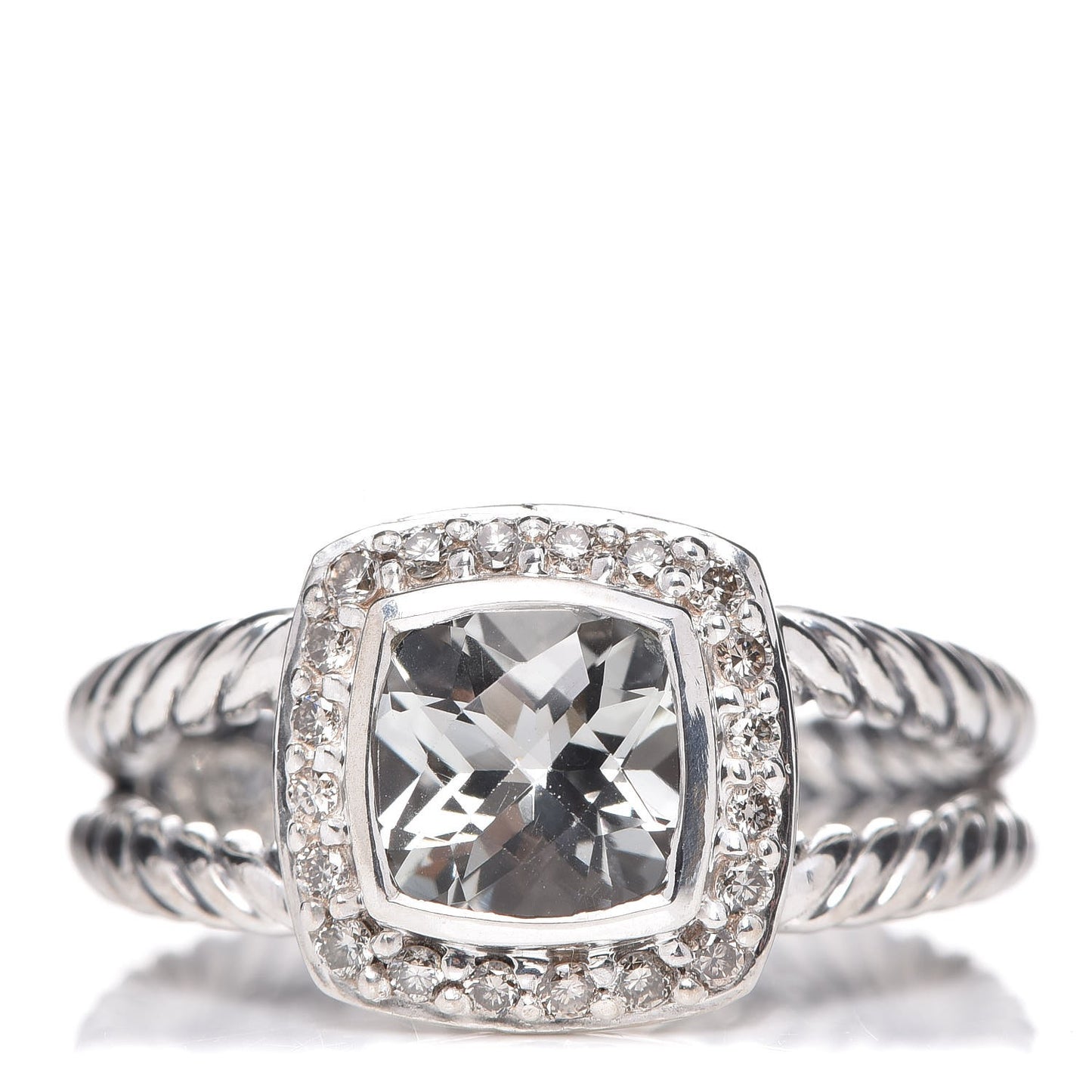 Sterling Silver Diamond Prasiolite 7mm Petite Albion Ring 54 7