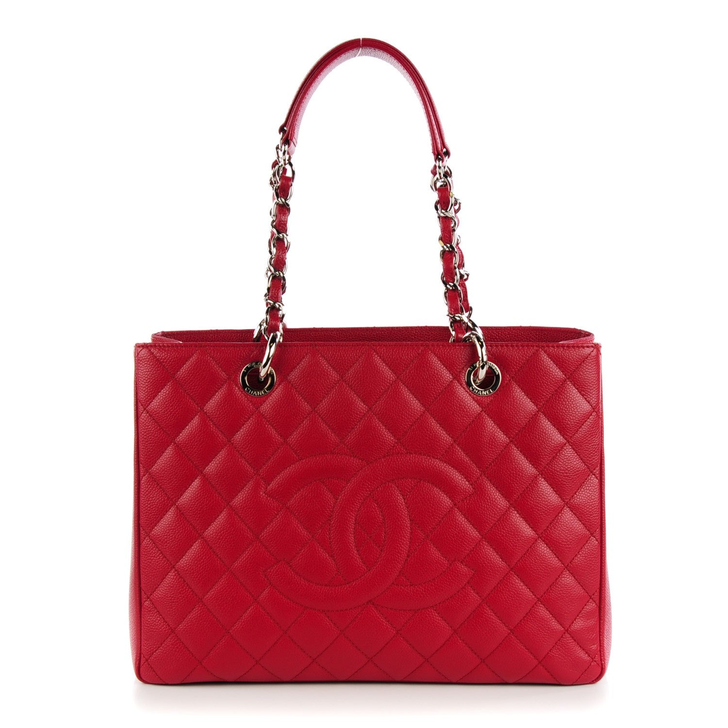 Chanel Caviar Quilted Grand Shopping Tote GST Red 1 of 7