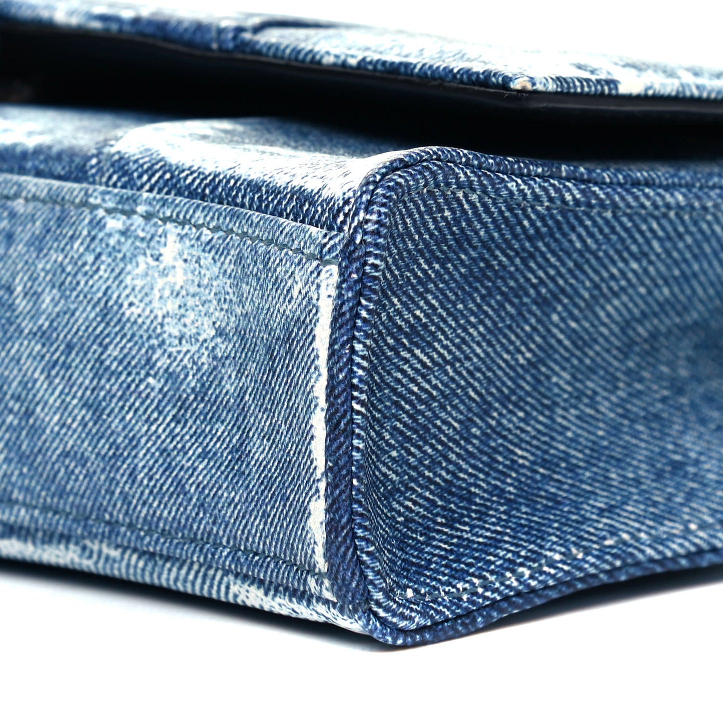 Nappa Denim Printed Hourglass Chain Bag Denim Blue