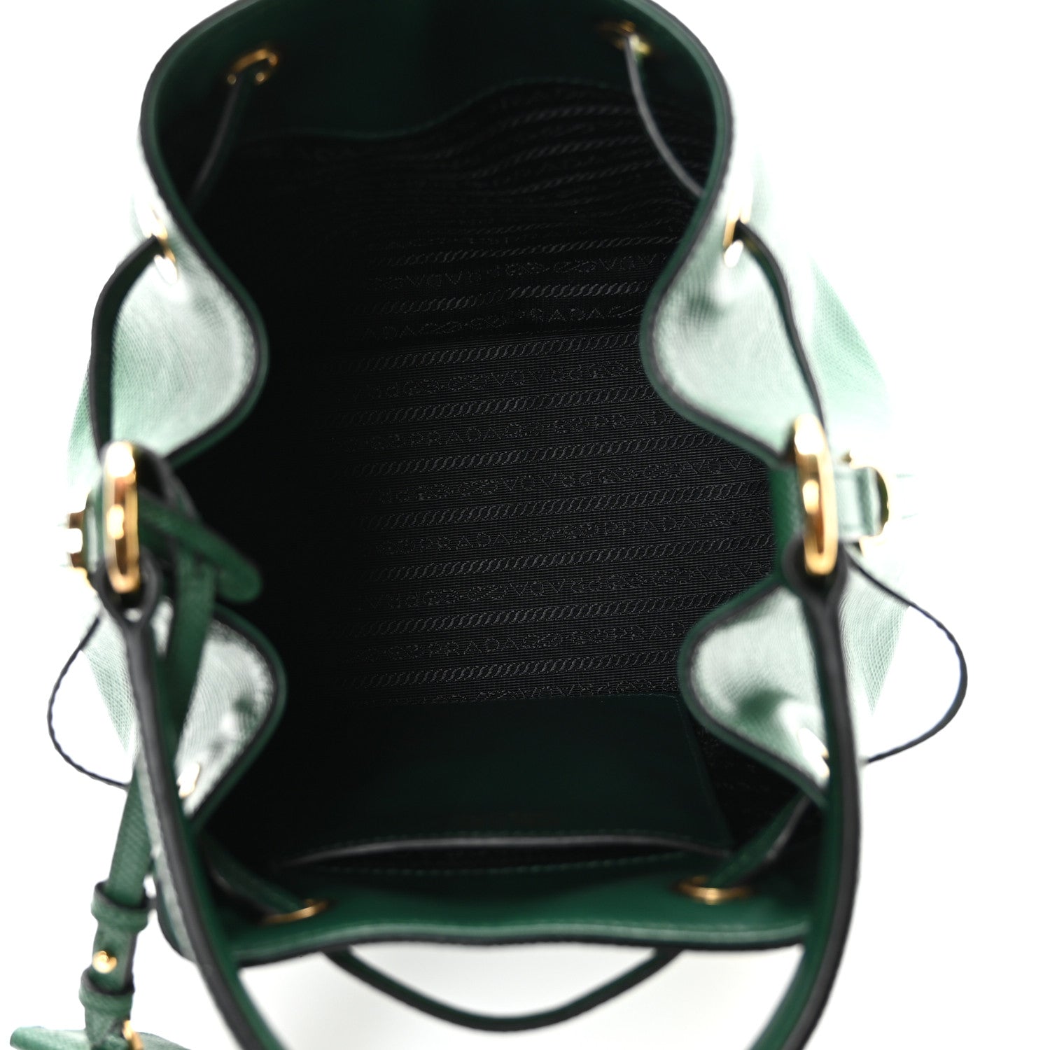 Prada Saffiano Cuir Bucket Bag Biliardo 5 of 10