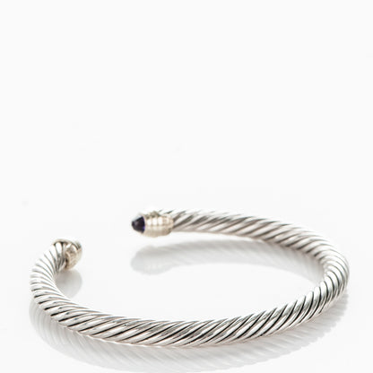 David Yurman Sterling Silver 14K Yellow Gold Amethyst 5mm Cable Classics Petite Color Bracelet 3 of 5