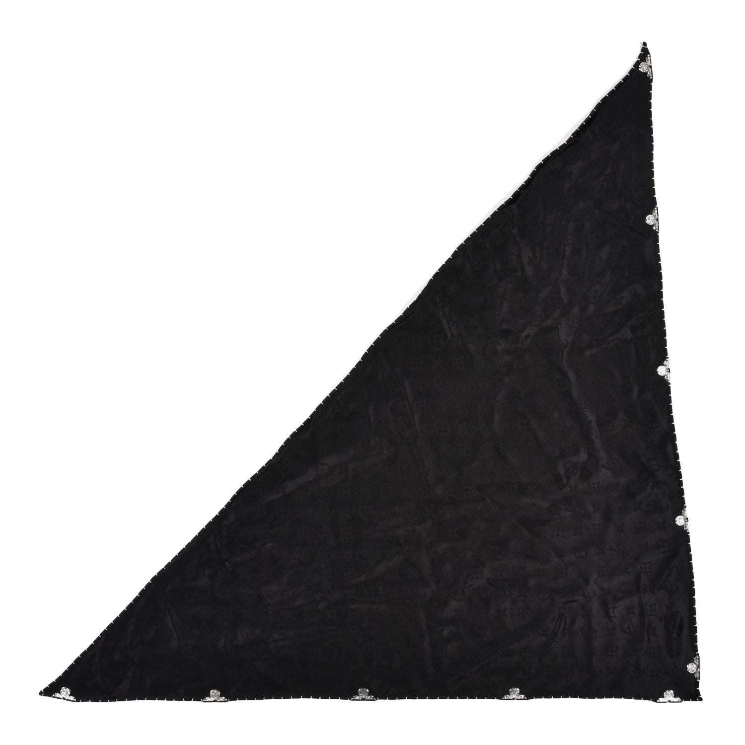 Louis Vuitton Silk Strass Monogram Flower Crown Triangle Scarf Black 1 of 6