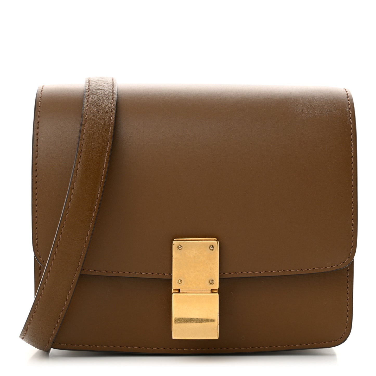 Box Calfskin Small Classic Box Flap Bag Camel