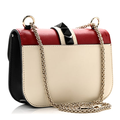 Valentino Garavani Vitello Small Glam Lock Rockstud Flap Red Ivory Black 3 of 9