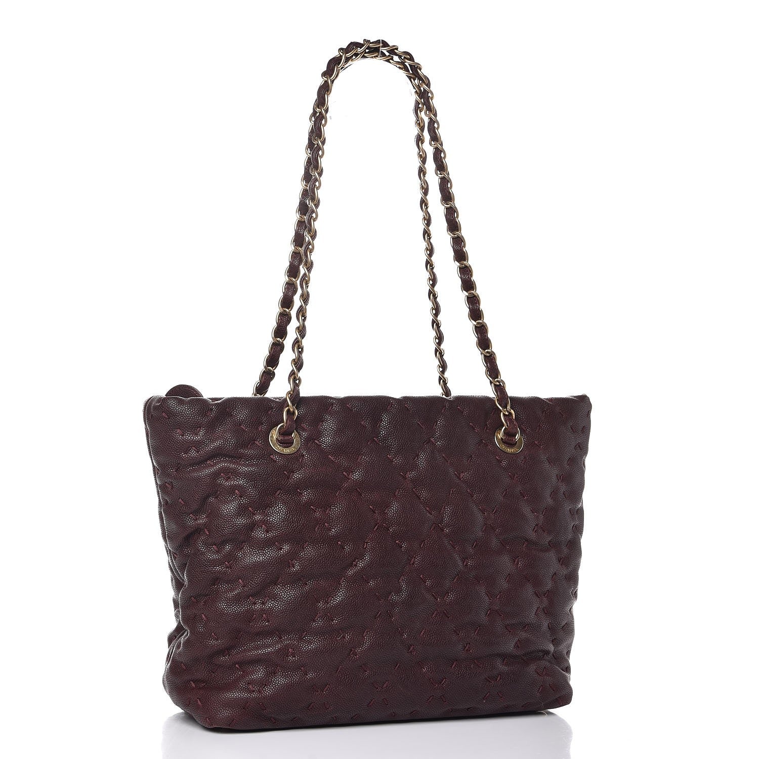 Chanel Caviar Stitched Tote Burgundy 3 of 13