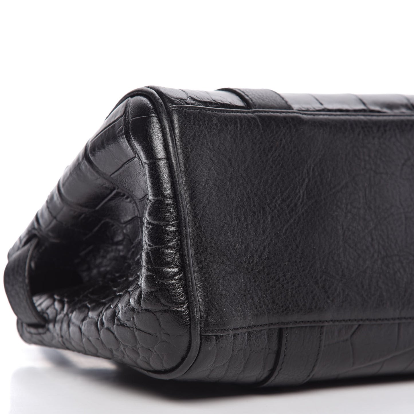 Crocodile Embossed Calfskin East West Bayswater Black