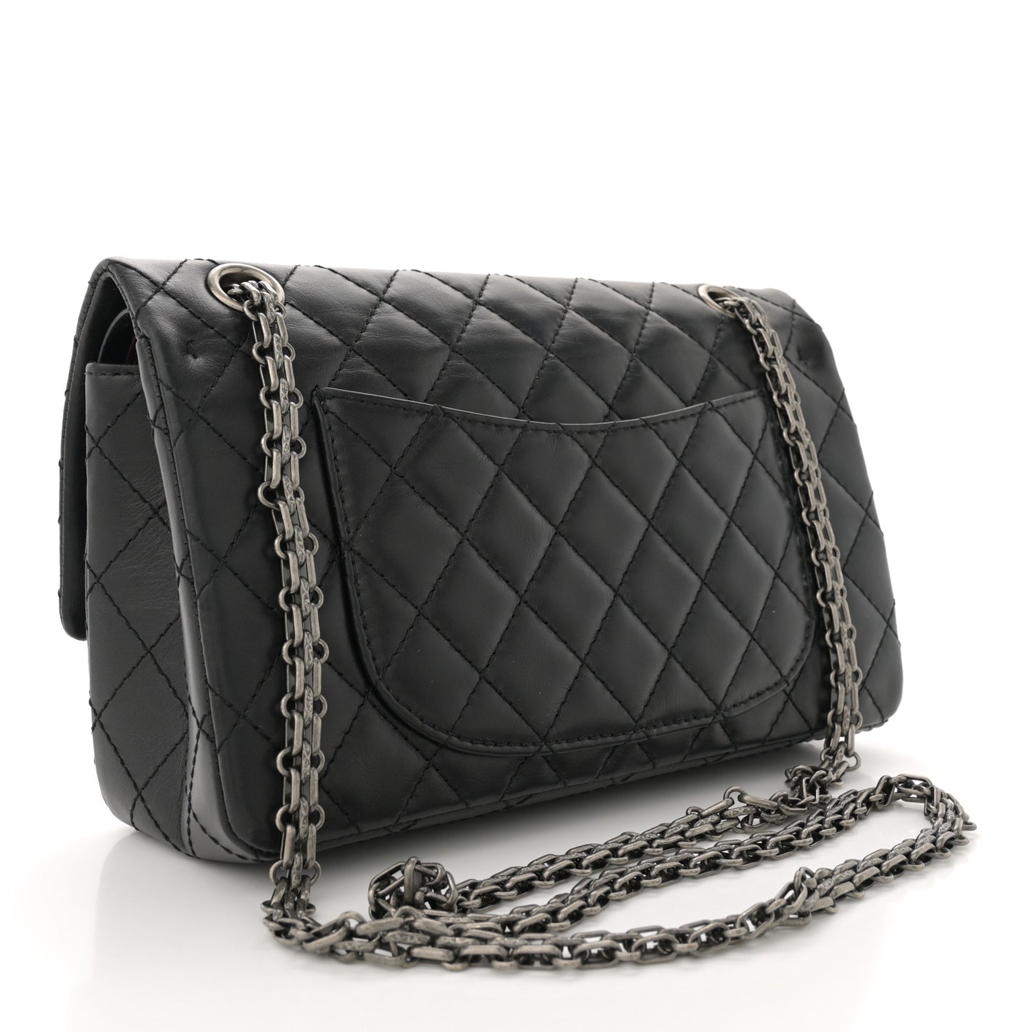 Aged Calfskin Quilted 2.55 Reissue 225 Flap Black