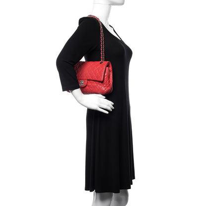 Chanel Washed Caviar Quilted Medium Double Flap Red 2 of 14
