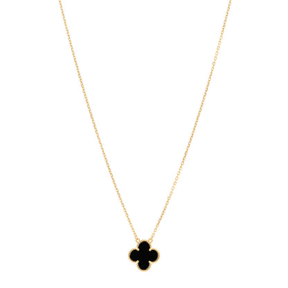 Van Cleef & Arpels 18K Yellow Gold Black Onyx Vintage Alhambra Pendant Necklace 1 of 5