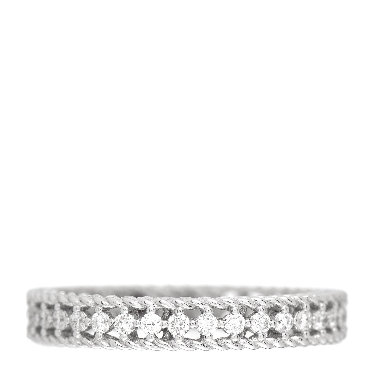 Roberto Coin 18K White Gold Diamond Symphony Princess Band Ring 53 6.5 1 of 4