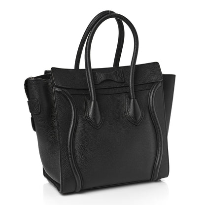Celine Drummed Calfskin Micro Luggage Black 3 of 10