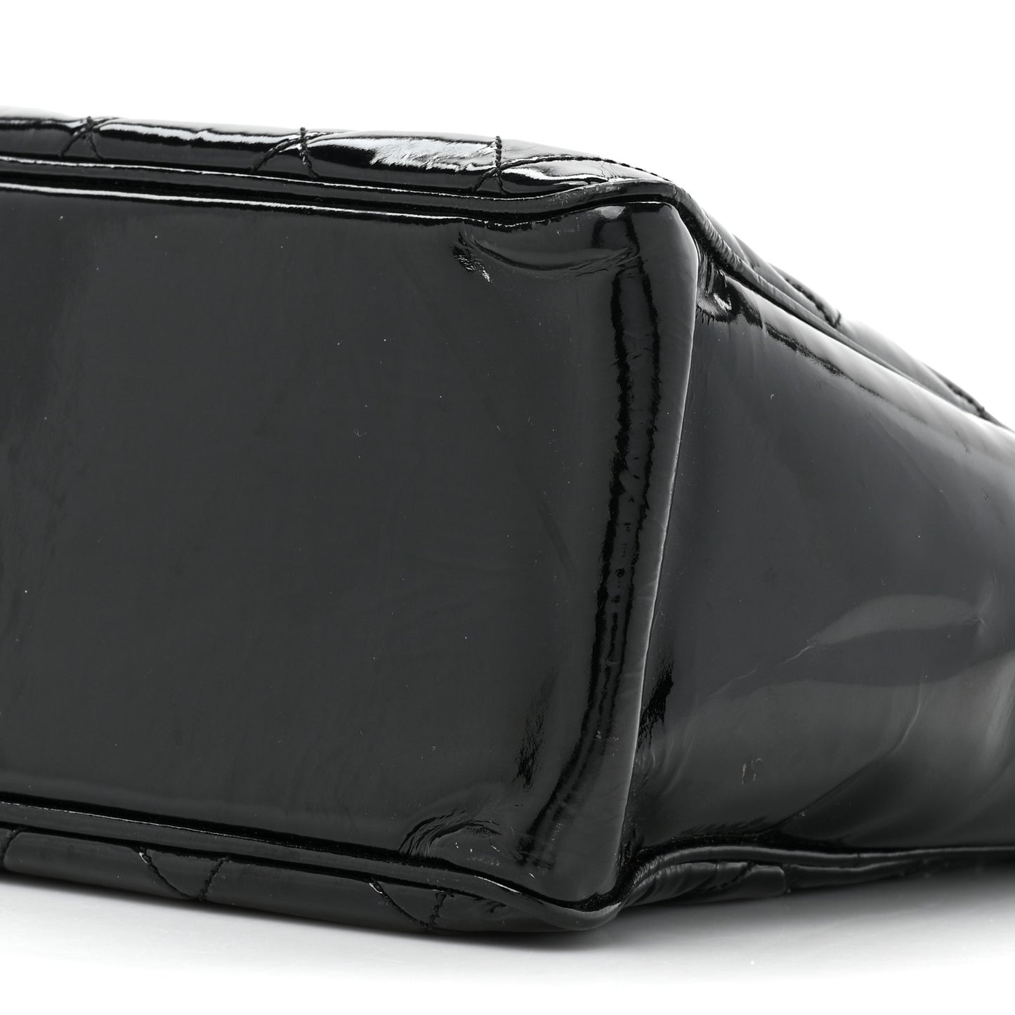 Patent Quilted Tote Black