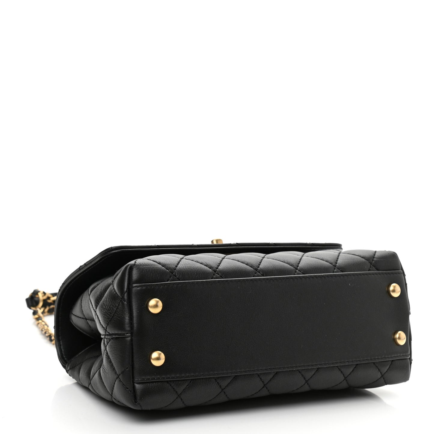 Calfskin Strass Quilted Mini Coco Handle Flap Black