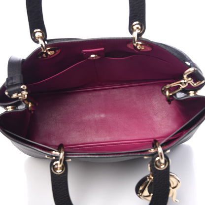 Christian Dior Bullcalf Medium Diorissimo Tote Black Rose Indien 7 of 15
