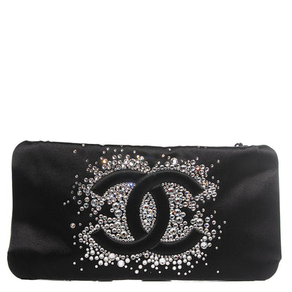 Chanel Satin Diamante Evening Clutch Bag Black 1 of 7