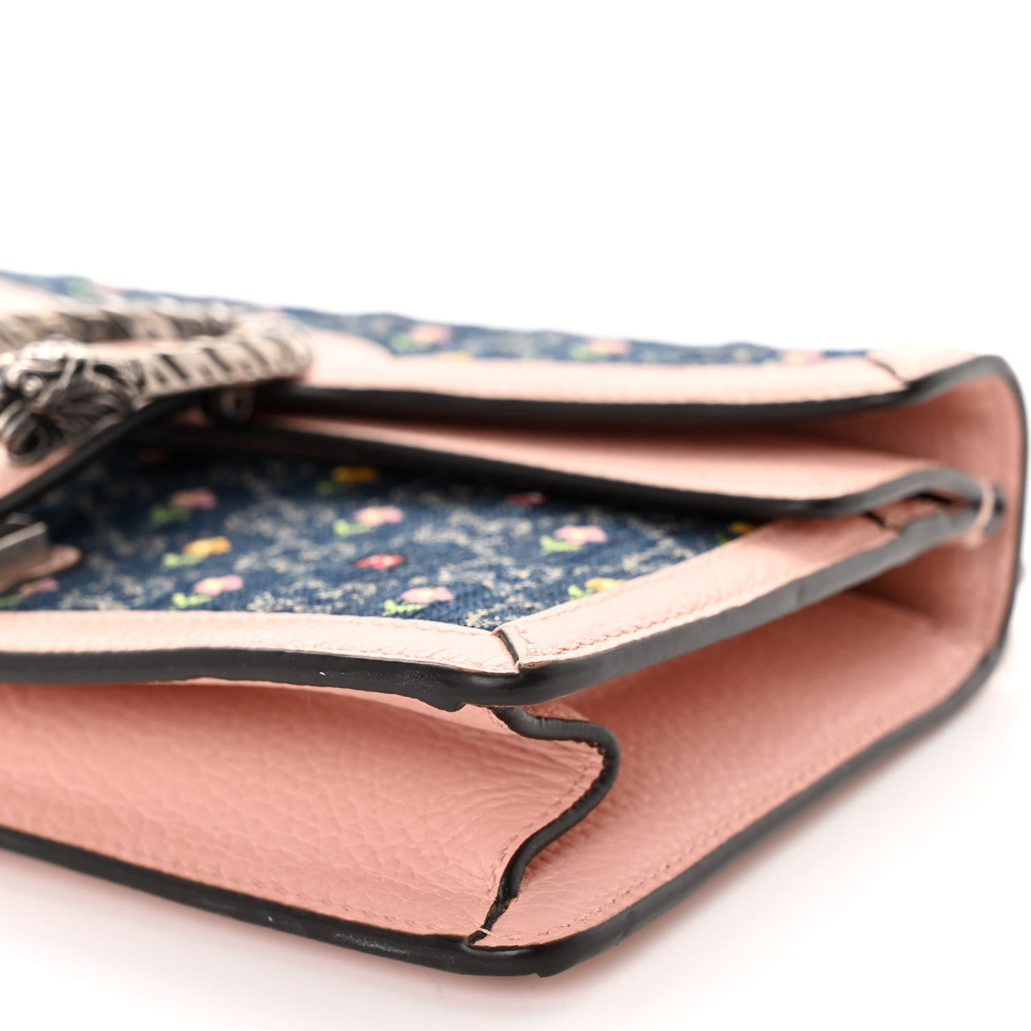 Gucci New Denim Dollar Calfskin Floral GG Monogram Small Dionysus Shoulder Bag Blue Tea Multicolor Powder Pink 10 of 10