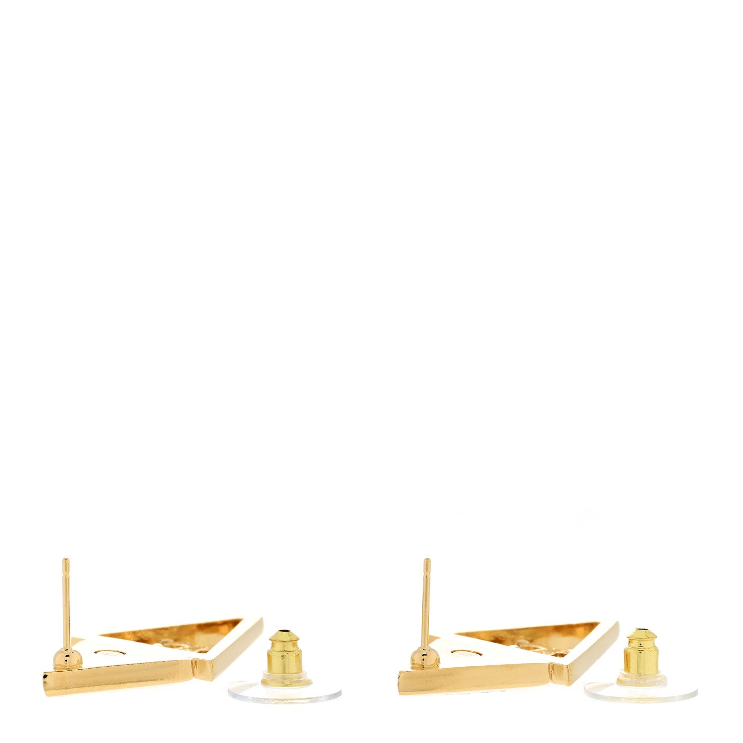 Chanel Crystal CC Pointed Drop Earrings Gold 3 of 5