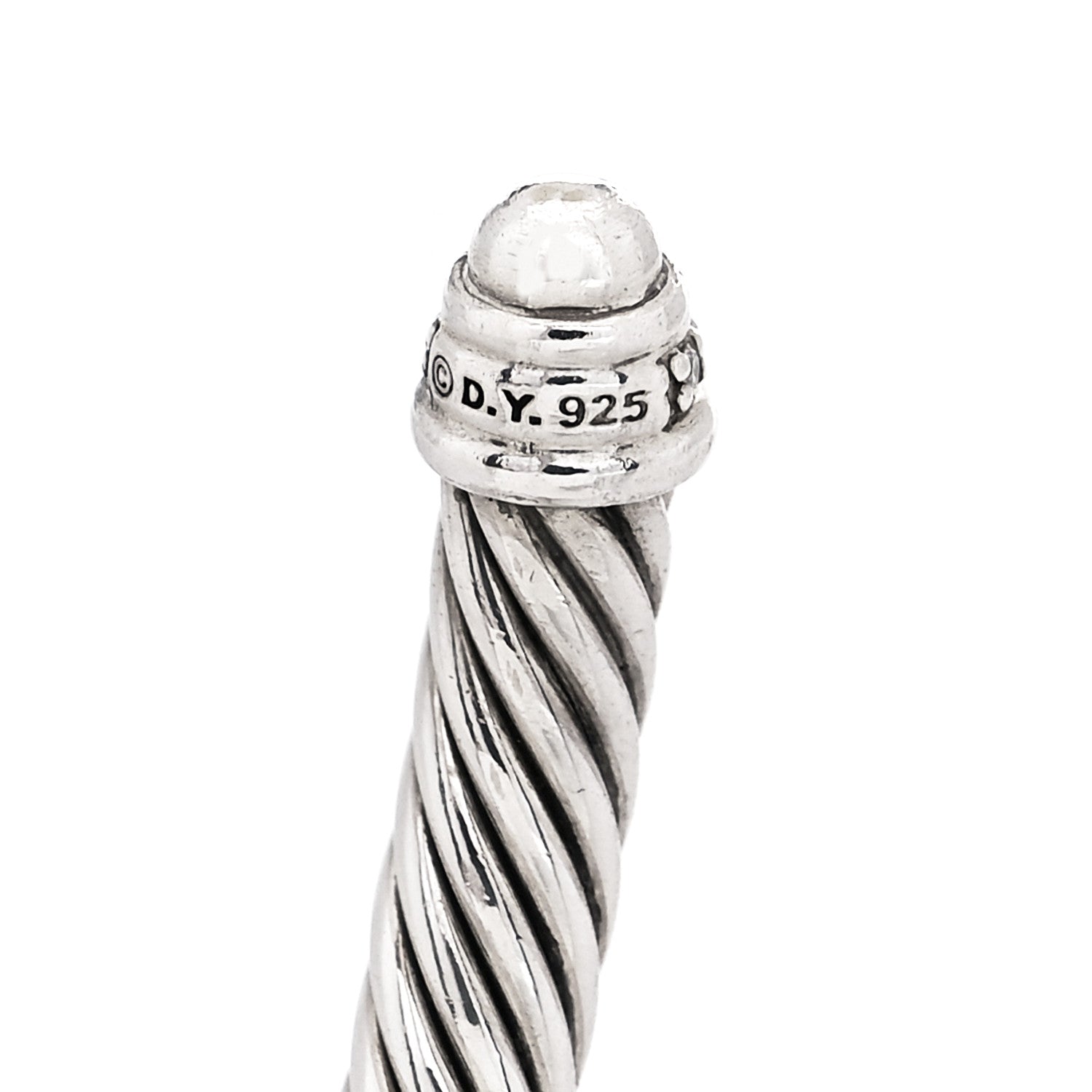 David Yurman Sterling Silver Diamond 5mm Cable Classics Dome Bracelet 3 of 4