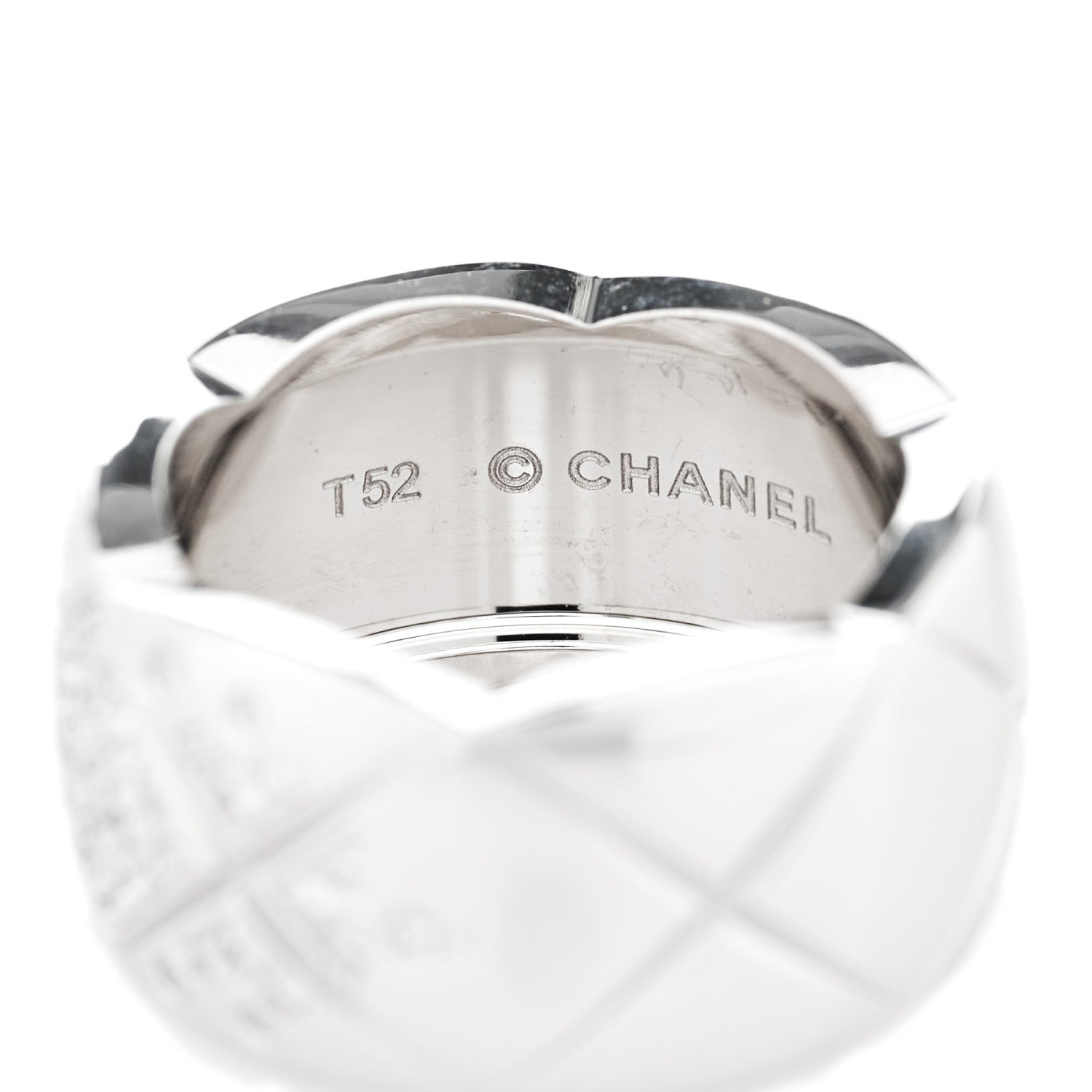 Chanel 18K White Gold Diamond Large Coco Crush Ring 52 6 4 of 7