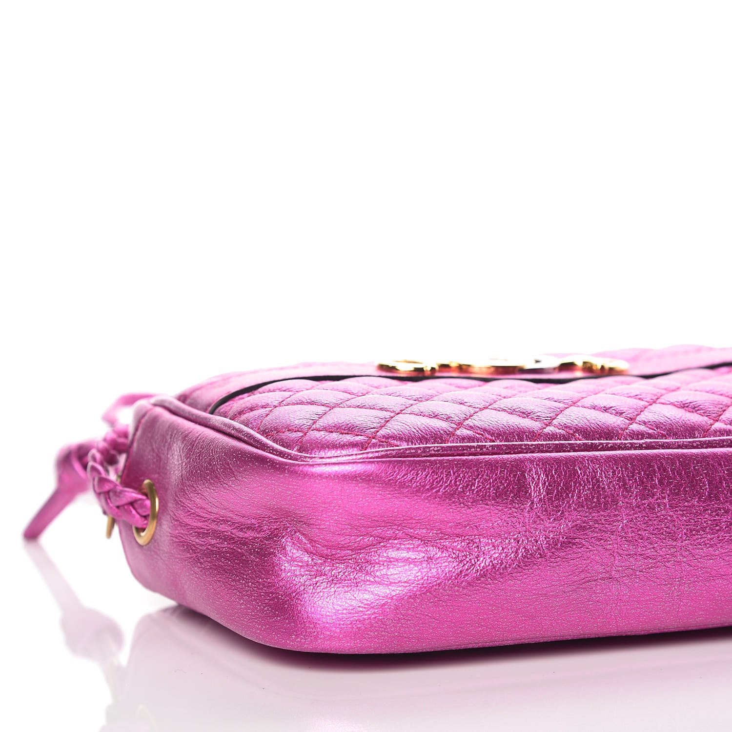 Gucci Laminated Nappa Trapuntata Mini Zumi Shoulder Bag Fuxia 8 of 9