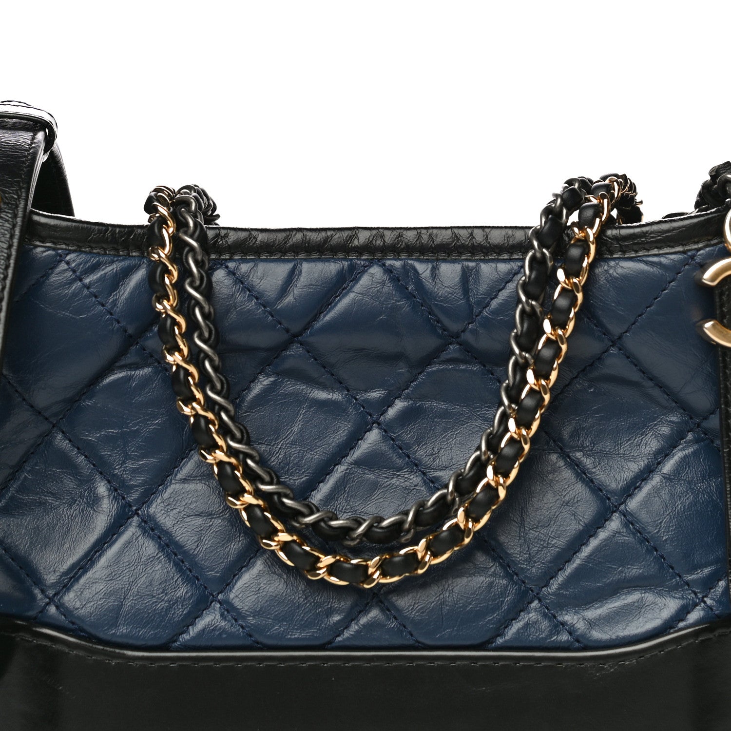 Chanel Aged Calfskin Quilted Small Gabrielle Hobo Navy Black 8 of 19