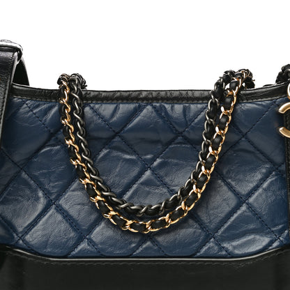 Chanel Aged Calfskin Quilted Small Gabrielle Hobo Navy Black 8 of 19