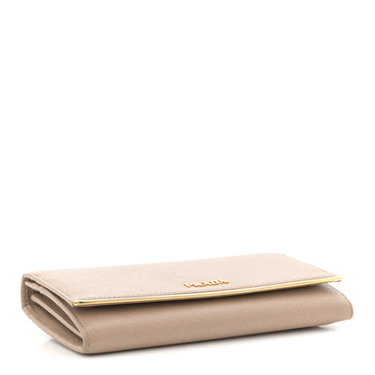 Prada Saffiano Metal Bar Continental Flap Wallet Cammeo 5 of 7