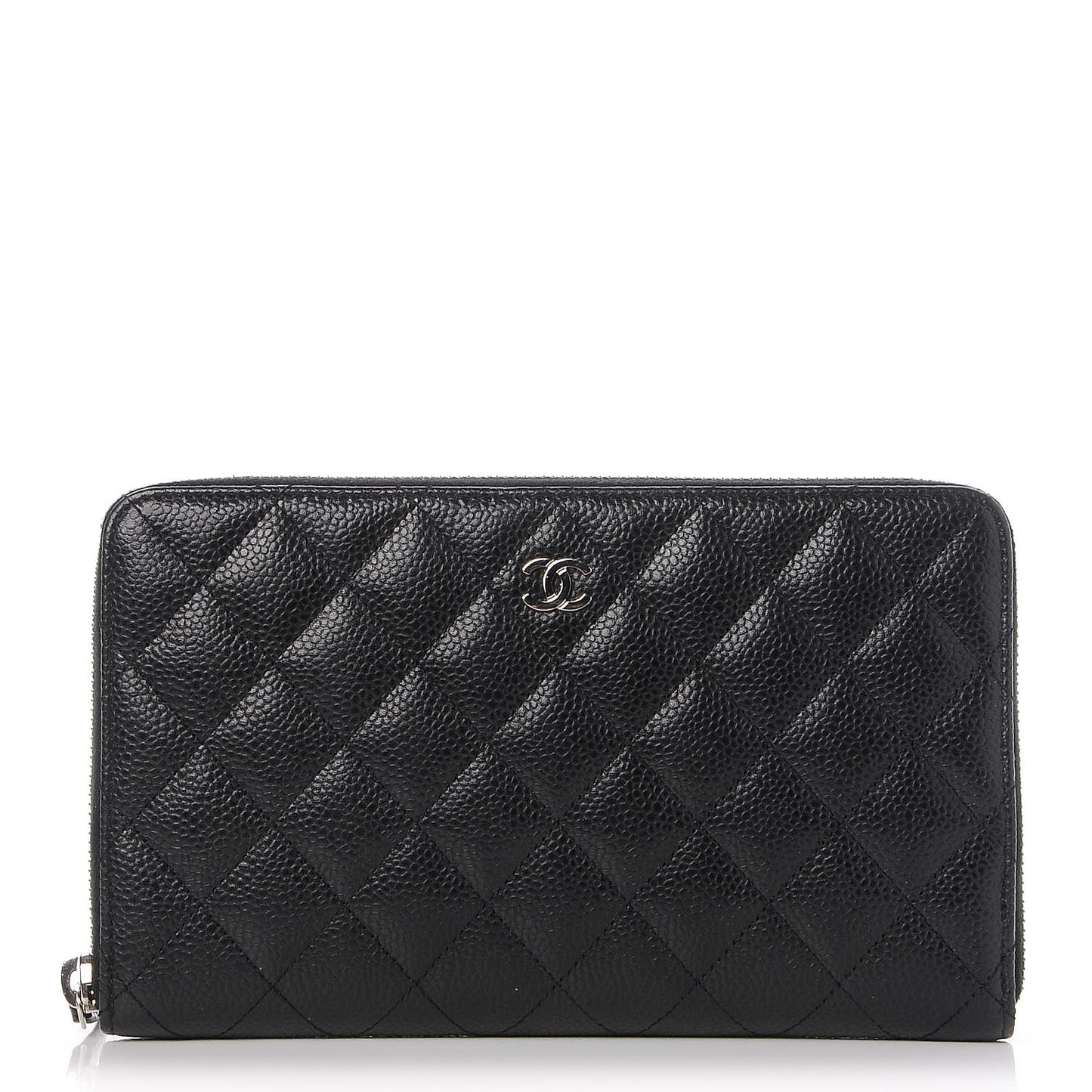 Caviar Quilted Large Zip Around Organizer Wallet Black
