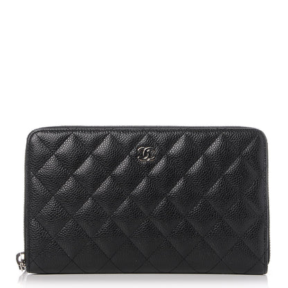 Chanel Caviar Quilted Large Zip Around Organizer Wallet Black 1 of 10