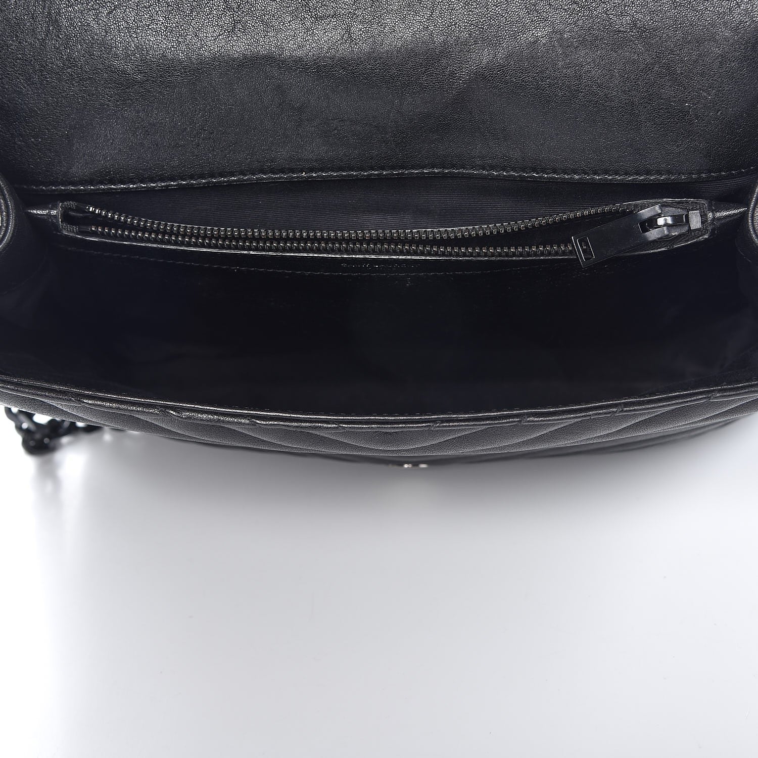 Saint Laurent Sheepskin Matelasse Chevron Monogram Large College Satchel Black 5 of 10