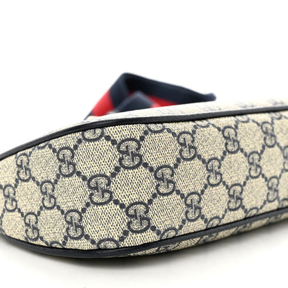 Gucci GG Supreme Monogram Textured Dollar Calfskin Web Small Ophidia GG Handbag Beige Blue 9 of 11