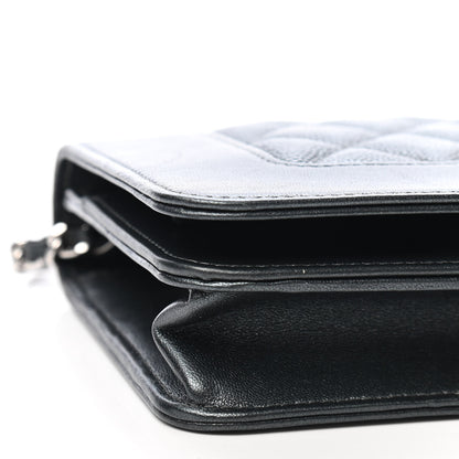 Chanel Metallic Caviar Chevron Quilted Vintage Mademoiselle Wallet On Chain WOC Charcoal 8 of 9