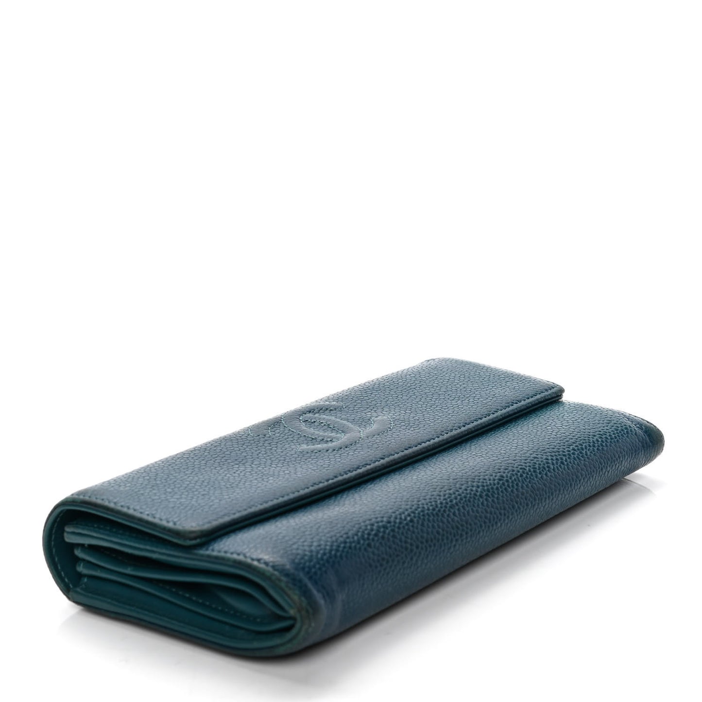 Caviar Timeless CC Large Gusset Flap Wallet Blue