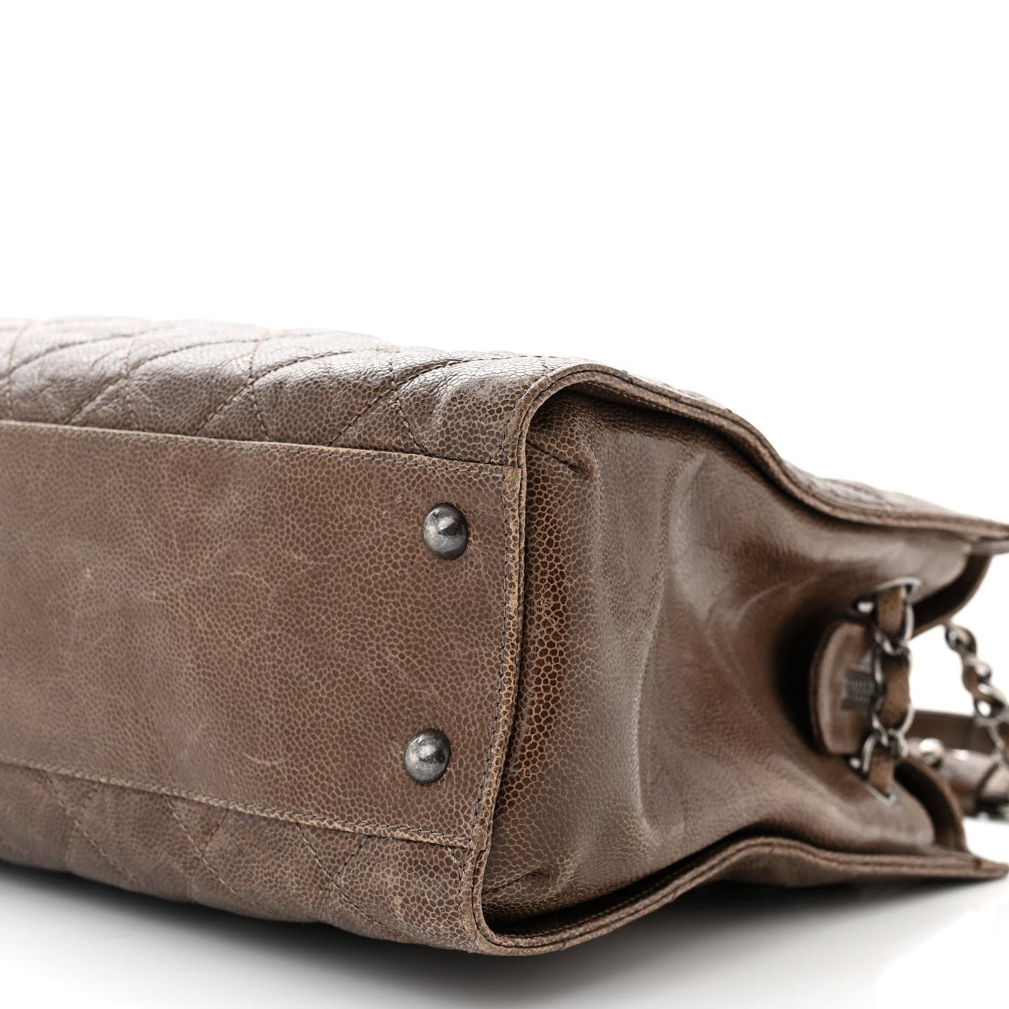 Glazed Caviar Quilted Tote Brown