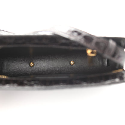 Saint Laurent Calfskin Crocodile Embossed Reverse Satchel Brown 5 of 8