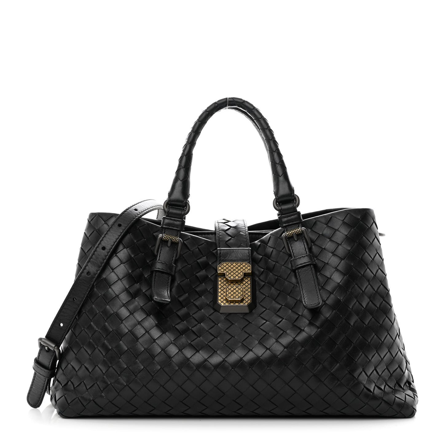 Nappa Intrecciato Small Roma Tote Black